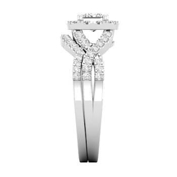 Dazzlingrock Collection Mixed Shape Diamond Halo Wedding Ring Set 1.0ctw
18K White Gold