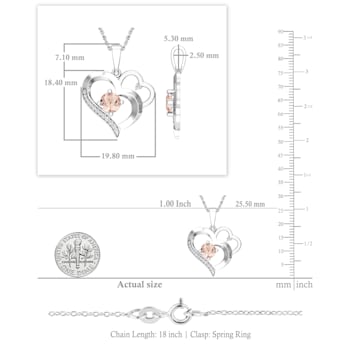 Dazzlingrock Collection Morganite and Diamond Double Heart Pendant with
Chain in 14K Gold