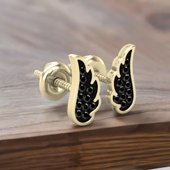 Dazzlingrock Collection Round Black Diamond Angel Wing Stud Earrings for
Women in 14K Yellow Gold