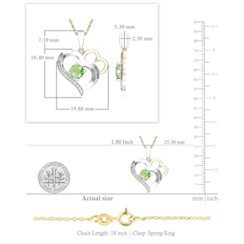 Dazzlingrock Collection Peridot and Diamond Double Heart Pendant with
Chain in 10K Gold