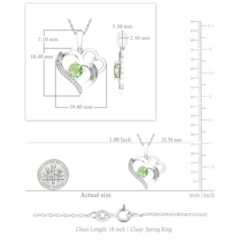 Dazzlingrock Collection Peridot and Diamond Double Heart Pendant with
Chain in 18K Gold