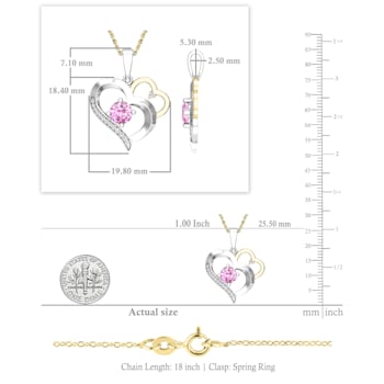 Dazzlingrock Collection Pink Sapphire and Diamond Double Heart Pendant
with Chain in 14K Gold
