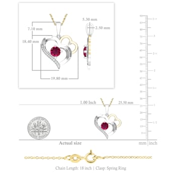 Dazzlingrock Collection Lab Ruby and Diamond Double Heart Pendant with
Chain in 18K Gold