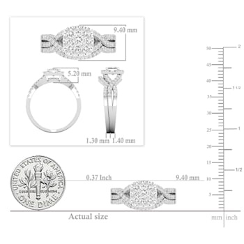 Dazzlingrock Collection Mixed Shape Diamond Halo Wedding Ring Set 1.0ctw
18K White Gold
