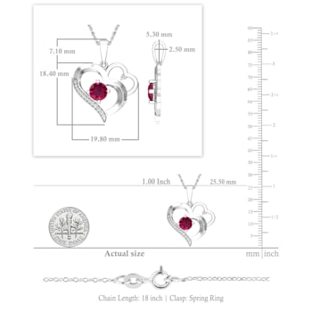 Dazzlingrock Collection Lab Ruby and Diamond Double Heart Pendant with
Chain in 10K Gold