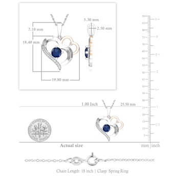 Dazzlingrock Collection Blue Sapphire and Diamond Double Heart Pendant
with Chain in 18K Gold