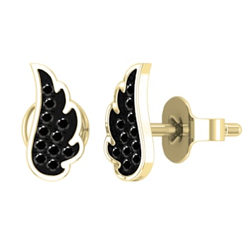 Dazzlingrock Collection Round Black Diamond Angel Wing Stud Earrings for
Women in 10K Yellow Gold