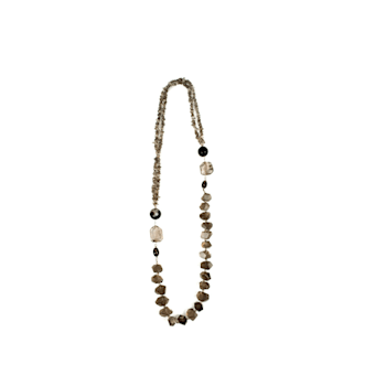Smoke and Symmetry Mixed Shape Agate Beaded Necklace, Handmade by Amber
Planet Earth.