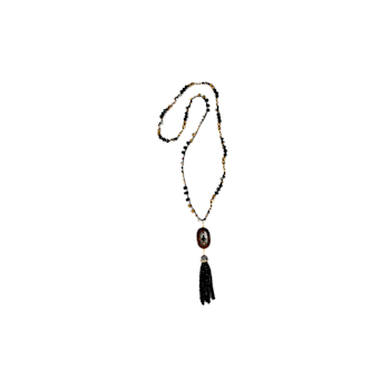 Dark Goldmine Mixed Stone Knotted Necklace, Handmade by Amber Planet Earth.