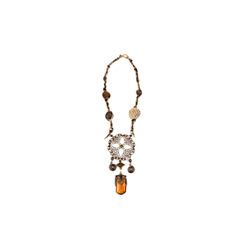 African Amber Multi-Stone Medallion Necklace, Handmade by Amber Planet Earth.