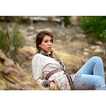 Ghigau Feather Dangle Hoop Design Earrings, Handmade by Amber Planet Earth.