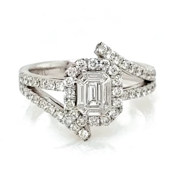 0.35Cts Pie Cut Diamond and 0.70Cts White Diamond Accents Ring in 14K