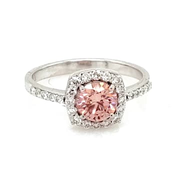 0.83 Ctw CVD Pink Diamond and 0.34 Ctw White Diamond Ring in 14K WG