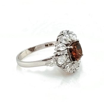 1.5 Ctw Fancy Color Diamond and 1.46 Ctw White Diamond Ring in 14K WG