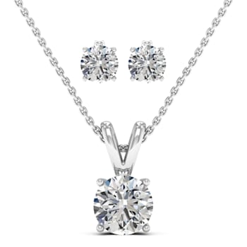 3.00ctw  DEW Pendant With Chain and Earrings Bella Moi Moissanite Set