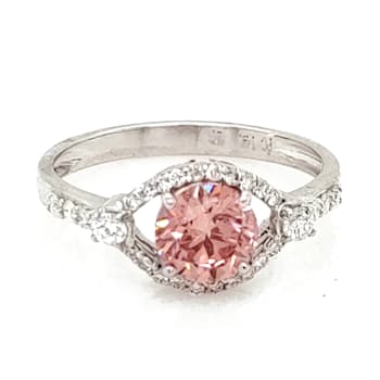 1.02 Ctw CVD Pink Diamond and 0.23 Ctw White Diamond Ring in 14K WG