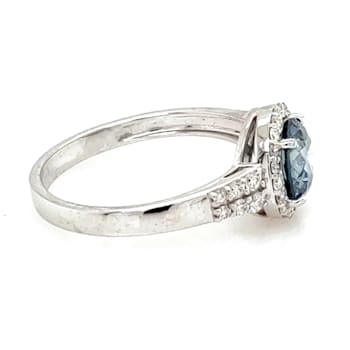 1.17 Ctw CVD Blue Diamond and 0.31 White Diamond Ring in 14K WG