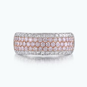 0.35Cts Pink Diamond and 0.65Cts White Diamond Ring in 14K