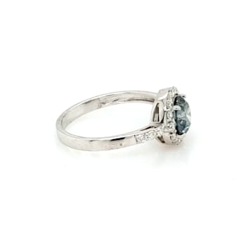 1.20 Ctw CVD Blue Diamond and 0.35 White Diamond Ring in 14K WG