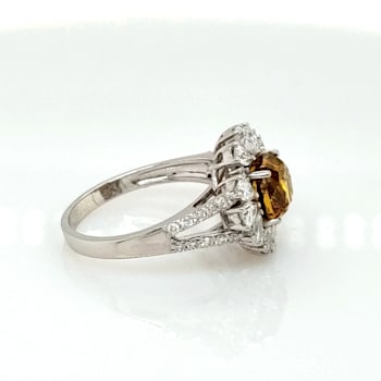 2.08 Ctw Fancy Color Diamond and 0.86 Ctw White Diamond Ring in 14K WG