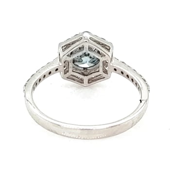 0.99 Ctw CVD Blue Diamond and 0.39 White Diamond Ring in 14K WG