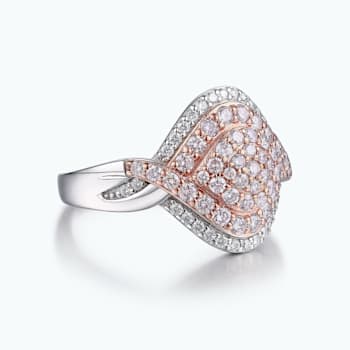 0.65Cts Pink Diamond and 0.20 Cts White Diamond Ring in 14K