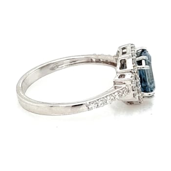 1.80 Ctw CVD Blue Diamond and 0.35 White Diamond Ring in 14K WG