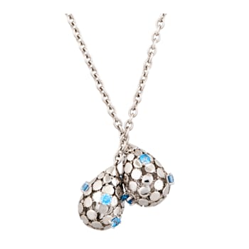 Rhodium over Sterling Silver Swiss Blue Topaz Drop Necklace.