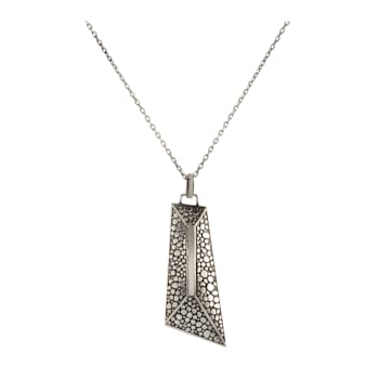 Oxidized Sterling Silver Geometric Pendant with Cable Chain.