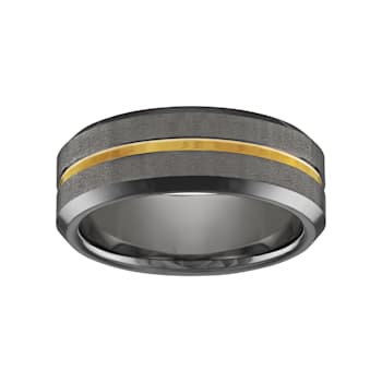 Tungsten Gold Ion Plating Stripe Mens Band