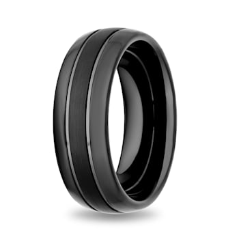 Tungsten Black Ion Plating 2Groove Mens Band