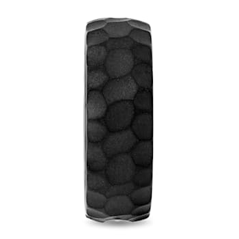 Tungsten Black Ion Plating Hammered Mens Band