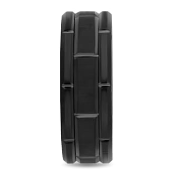 Tungsten Black Ion Plating Brick Pattern Mens Band
