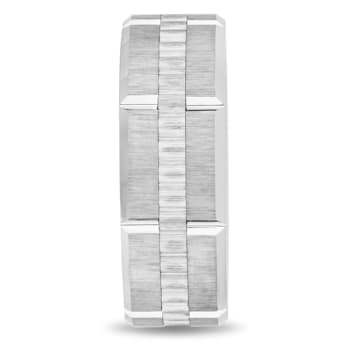 Tungsten White Ion Plating Modern Matrix Mens Band