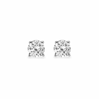 14K White Gold with 3/4 Ctw Natural White Round Diamond Stud Earrings