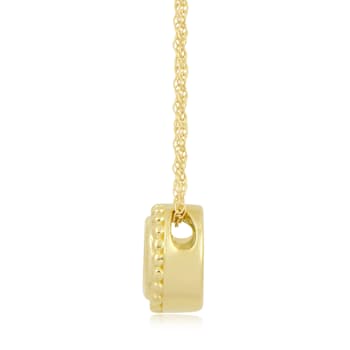 Jewelili 10K Yellow Gold Citrine Solitaire Pendant with Rope Chain
