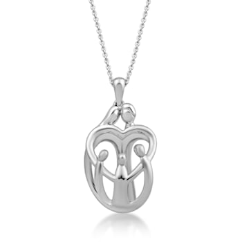 Sterling Silver Parents and Three Child Family Pendant
