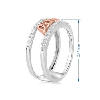 Jewelili 10K Rose Gold and Sterling Silver with 1/3 CTW Diamond Ring