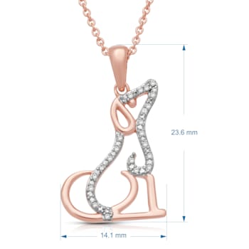White Diamond 14K Rose Gold over Sterling Silver Dog Pendant