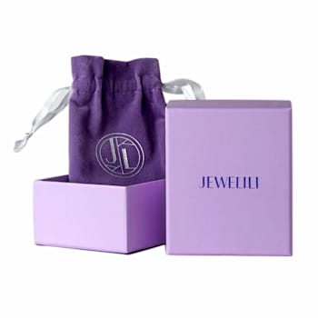 Jewelili Created Blue Sapphire and Created White Sapphire Sterling
Silver Pendant with Box Chain