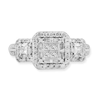 White Diamond 10K White Gold Engagement Ring 1.00Ctw.