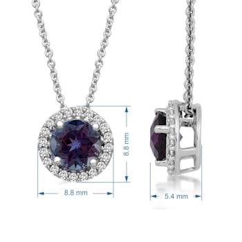 Jewelili Sterling Silver Alexandrite and Created White Sapphire Pendant
with Rolo Chain