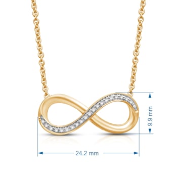 Jewelili 14K Yellow Gold Over Sterling Silver White Diamond Infinity
Necklace, 18" Cable Chain