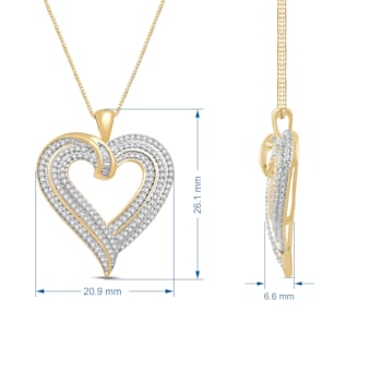 White Diamond 10K  Yellow Gold Heart Pendant 0.50 CTW