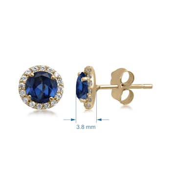 10K Yellow Gold 5 MM Round Lab Created Sapphire and Round Created White
Sapphire Stud Earrings