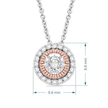 Jewelili 14K Rose Gold Over Sterling Silver 1/4 Ctw White Round Diamond
Pendant, 18" Rolo Chain
