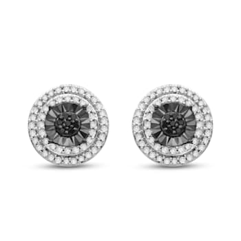 Treated Black & White Diamond Sterling Silver Cluster Stud Earrings
0.25 CTW