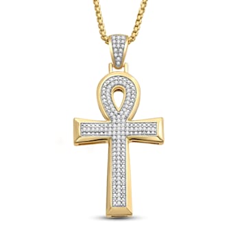 White Diamond 14K Yellow Gold Over Sterling Silver Men's Cross Pendant
0.50 CTW