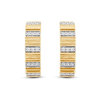 Jewelili Verifine Edra 18KT 2.5 micron over Sterling Silver and 0.15ctw
Diamond Huggie Earrings