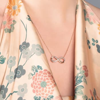 Jewelili 14K Yellow Gold Over Sterling Silver White Diamond Infinity
Necklace, 18" Cable Chain